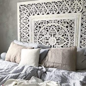 A simply designed wooden headboard